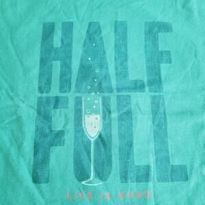 Life Is Good Shirt Womens XL Green Half Full Champagne Crusher Long Sleeve Tee